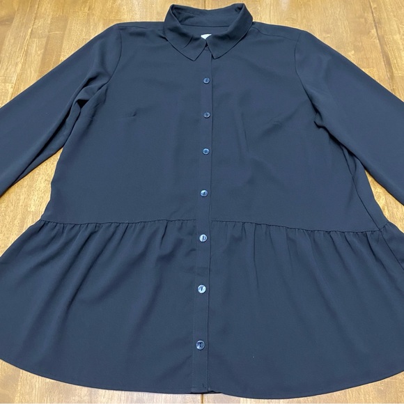 LOGO by Lori Goldstein top womens medium whimsigoth peasant peplum ruffle NWOT - Picture 3 of 10